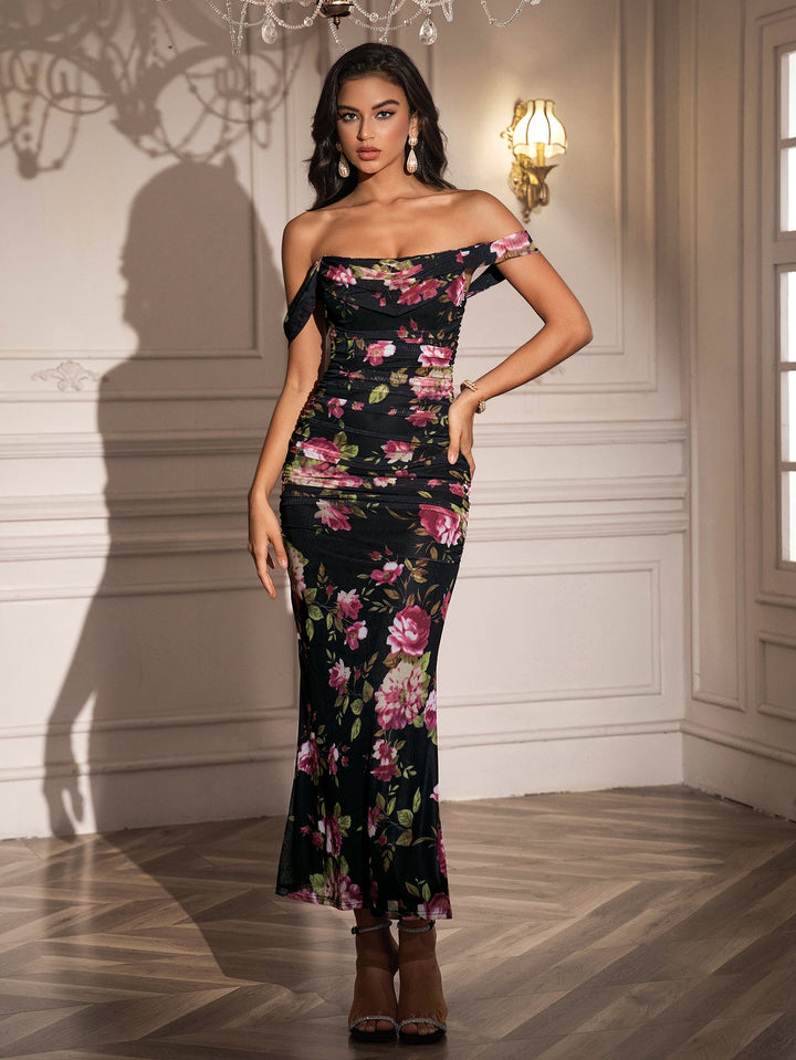 Floral Valencia Off Shoulder Dress